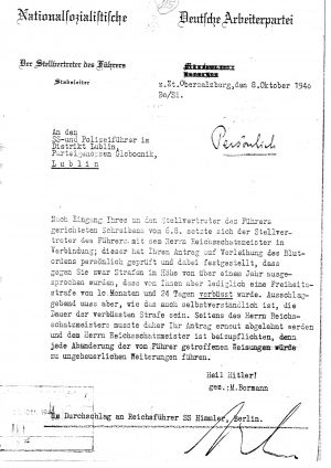 Letter from bormann to Globocnik 278